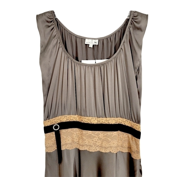 Miguelina Gray & Pink Silk Lace Boho Peasant Dress - Picture 5 of 10